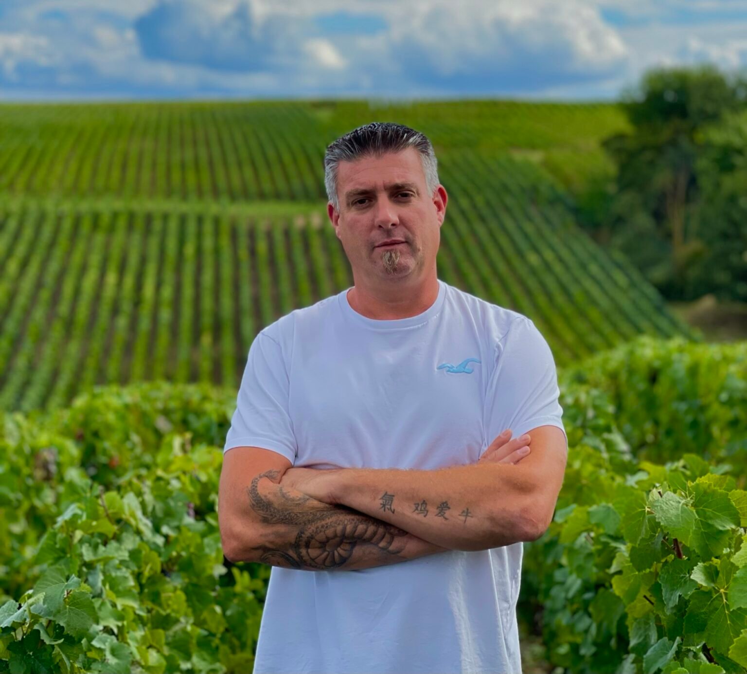 Gérald Le Coz, vigneron, dans ses vignes à Sacy